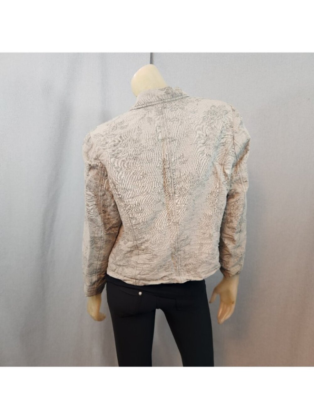 Coldwater Creek Beige Floral Button Long Sleeve Jacket Blazer Top Petite 14 14P - Picture 4 of 6
